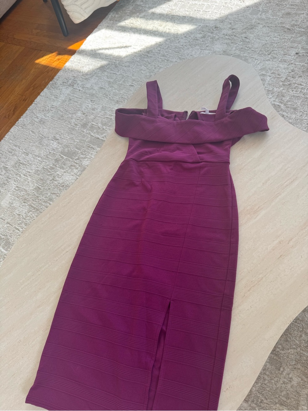 BCBGeneration One-Shoulder Bodycon Dress in Plum